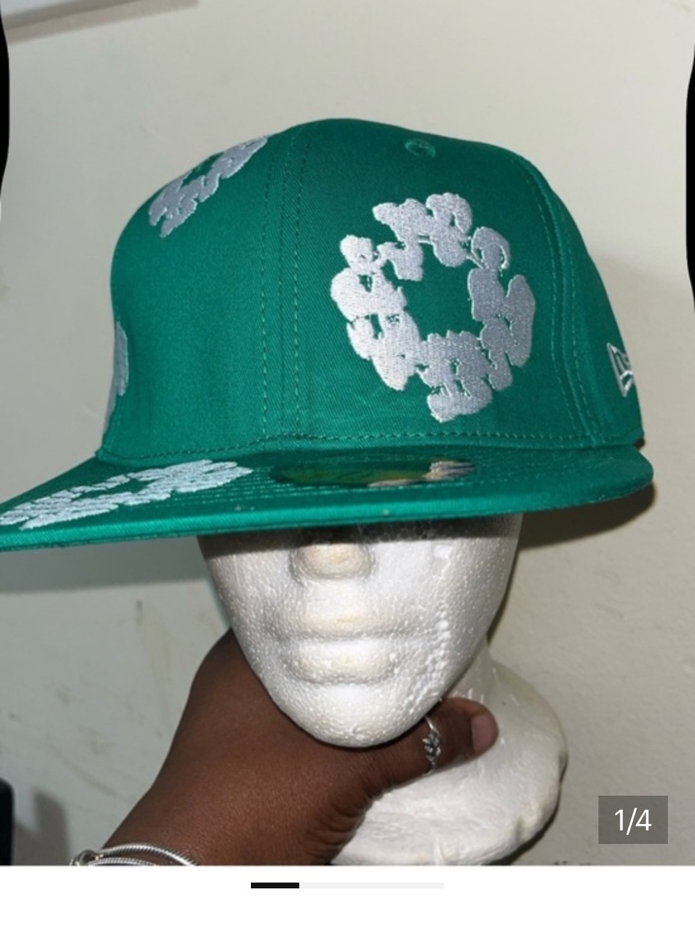 New Era Green Floral Embroidered Snapback Hat